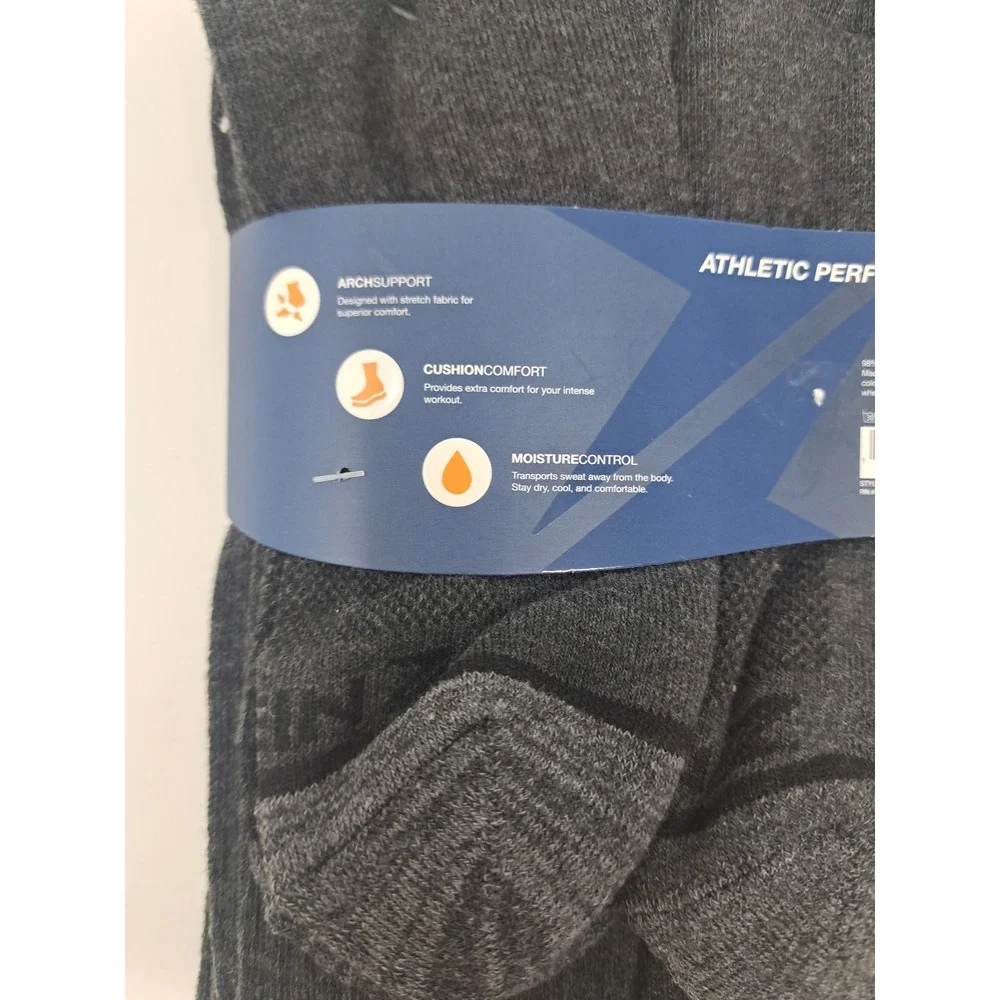 Zone In Mens 5 Pack Cushion Crew Athletic Performance Gray Socks 10-13 Shoe 6-12